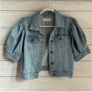 Denim Blvd Los Angeles Crop Bubble Sleeve Jacket
